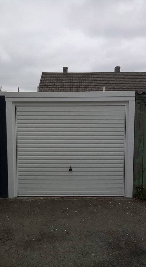 a white garage door
